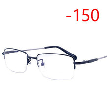 Load image into Gallery viewer, Half Frame Square Myopia Glasses With Degree Ultralight Metal Business Men Nearsighted  Spectacle Diopter -100 -150 -200 To -600