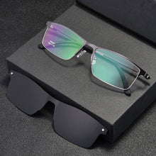 Load image into Gallery viewer, Half Rim Optical Eyeglasses Frame with Magnetic Clip-on Alloy Glasses Optical Prescription Spectacles Eyewear