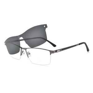 Half Rim Optical Eyeglasses Frame with Magnetic Clip-on Alloy Glasses Optical Prescription Spectacles Eyewear