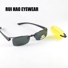 Load image into Gallery viewer, Half Rimless Eyeglasses Men Frames Optical Eyewear Frame Spectacles 2 Polarized Sunglasses Clip on Yellow Night Vision Glasses