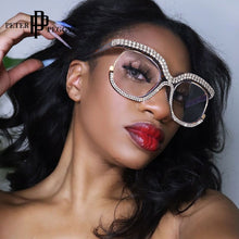 Load image into Gallery viewer, Half frame Anti Blue Light Glasses Women Designer Rhinestone Spectacles Frame Clear Computer Blocking Blue Ray Glasses