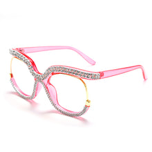 Load image into Gallery viewer, Half frame Anti Blue Light Glasses Women Designer Rhinestone Spectacles Frame Clear Computer Blocking Blue Ray Glasses