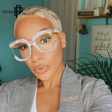 Load image into Gallery viewer, Half frame Anti Blue Light Glasses Women Designer Rhinestone Spectacles Frame Clear Computer Blocking Blue Ray Glasses