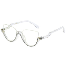 Load image into Gallery viewer, Half-frame Anti-blue Light Glasses Women Diamond Computer Glasses Men Cat Eye Optical Frames One Piece Myopia Frame Spectale