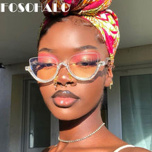 Load image into Gallery viewer, Half-frame Anti-blue Light Glasses Women Diamond Computer Glasses Men Cat Eye Optical Frames One Piece Myopia Frame Spectale