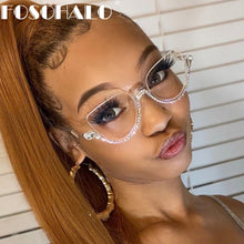 Load image into Gallery viewer, Half-frame Anti-blue Light Glasses Women Diamond Computer Glasses Men Cat Eye Optical Frames One Piece Myopia Frame Spectale