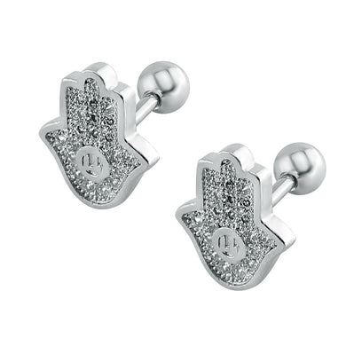 Hamsa earrings studs fatima hand earrings rhinestone stud earrings crystal stainless steel double sided ear stud fashion jewelry