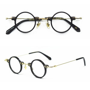Hand Made Acetate 36mm Vintage Small Round Eyeglass Frames Full Rim Men Women Unisex Rx able