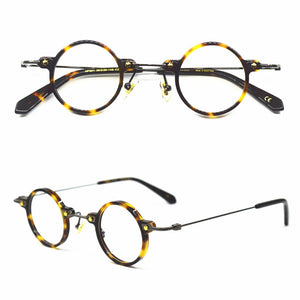 Hand Made Acetate 36mm Vintage Small Round Eyeglass Frames Full Rim Men Women Unisex Rx able