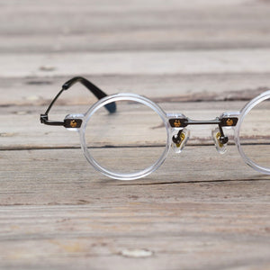 Hand Made Acetate 36mm Vintage Small Round Eyeglass Frames Full Rim Men Women Unisex Rx able