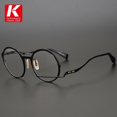 Occhiali da vista da uomo fatti a mano in metallo con montatura rotonda da donna Occhiali da vista ottici Designer di marca Miopia Ipermetropia Giappone Eyewear 