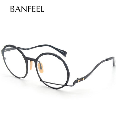 Occhiali da vista in metallo fatti a mano Retro Japan Men Miopia Occhiali da vista Montatura Personalità Occhiali da donna 
