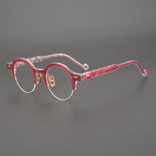 Load image into Gallery viewer, Hand-Made Semi Rimless Acetate Eyeglasses for Men Women's Round Glasses Vintage Prescription Half Frame Myopia Optical Eyewear