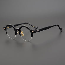 Load image into Gallery viewer, Hand-Made Semi Rimless Acetate Eyeglasses for Men Women's Round Glasses Vintage Prescription Half Frame Myopia Optical Eyewear