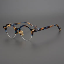 Load image into Gallery viewer, Hand-Made Semi Rimless Acetate Eyeglasses for Men Women's Round Glasses Vintage Prescription Half Frame Myopia Optical Eyewear