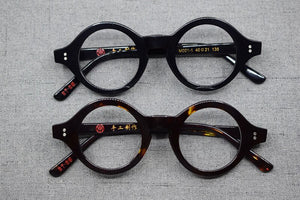 Hand Made Vintage small 38mm Round Eyeglass Frames Acetate unisex Optic Myopia Rx able Glasses