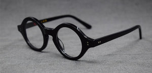 Hand Made Vintage small 38mm Round Eyeglass Frames Acetate unisex Optic Myopia Rx able Glasses