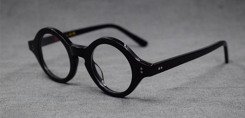 Hand Made Vintage small 38mm Round Eyeglass Frames Acetate unisex Optic Myopia Rx able Glasses