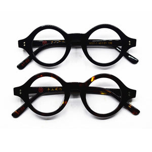 Hand Made Vintage small 38mm Round Eyeglass Frames Acetate unisex Optic Myopia Rx able Glasses