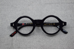 Hand Made Vintage small 38mm Round Eyeglass Frames Acetate unisex Optic Myopia Rx able Glasses