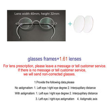 Load image into Gallery viewer, Hand made oval myopia prescription optical glasses anti blue light retro glasses with lens width of 40mm and height of 32mm