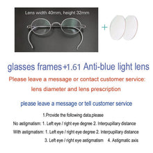 Load image into Gallery viewer, Hand made oval myopia prescription optical glasses anti blue light retro glasses with lens width of 40mm and height of 32mm