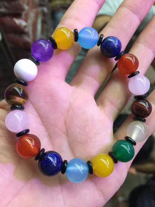 Handmade 12mm Natural Multicolor Jade Round Gemstone Stretchy Bangle Bracelet Jewelry Gift Wholesale
