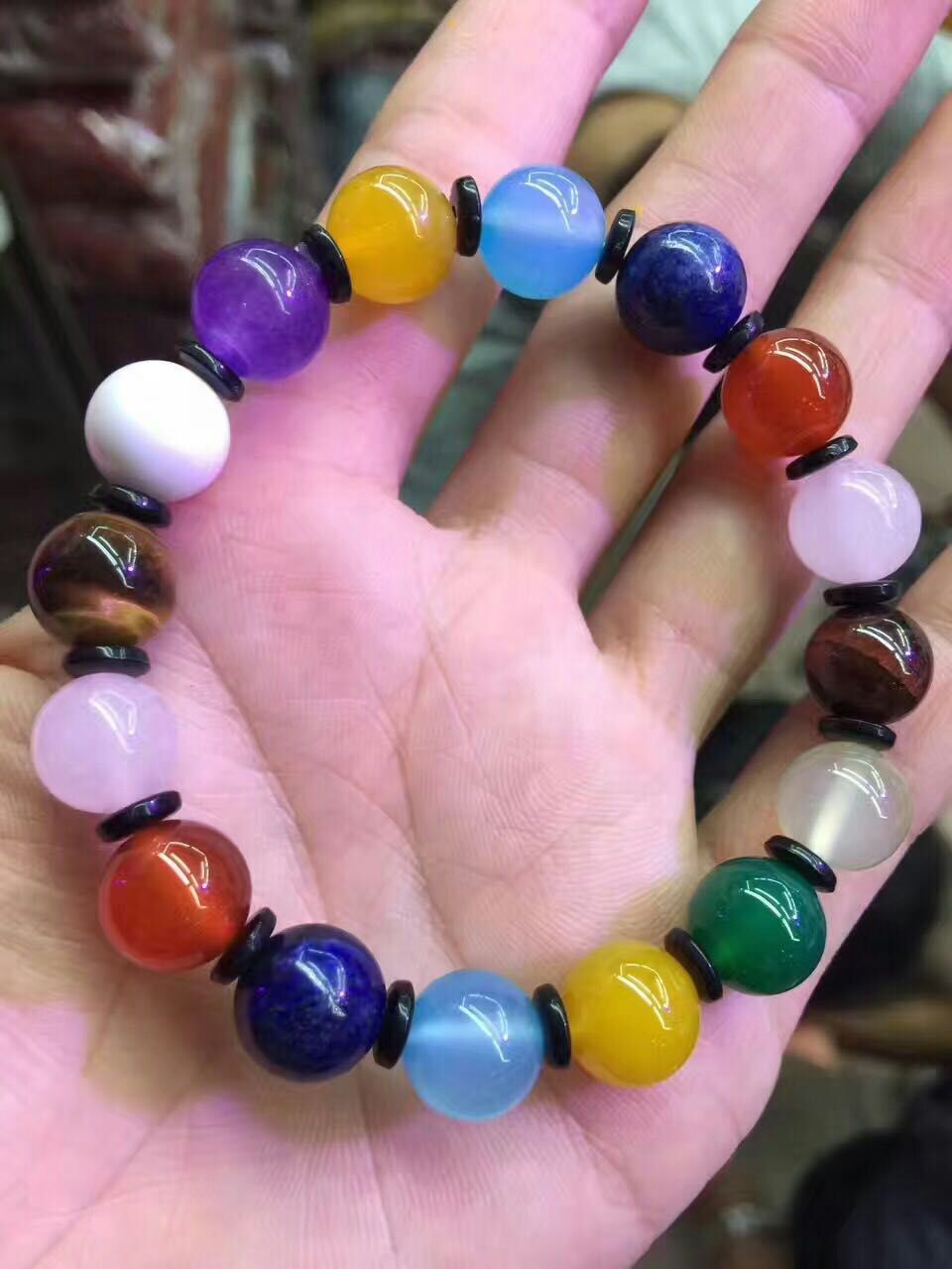Handmade 12mm Natural Multicolor Jade Round Gemstone Stretchy Bangle Bracelet Jewelry Gift Wholesale