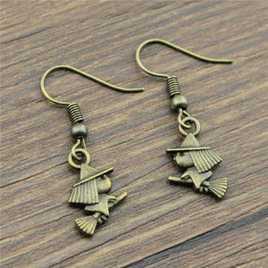 Handmade 2 Colors Cute Witch Drop Earrings For Women