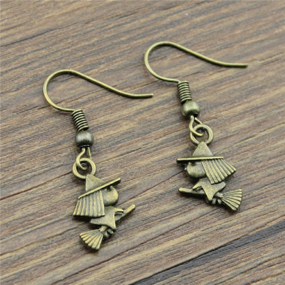 Handmade 2 Colors Cute Witch Drop Earrings For Women