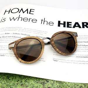 Handmade African Rosewood Sunglasses Cat Eye Wood Frame Women Men Polarized Sun Glasses