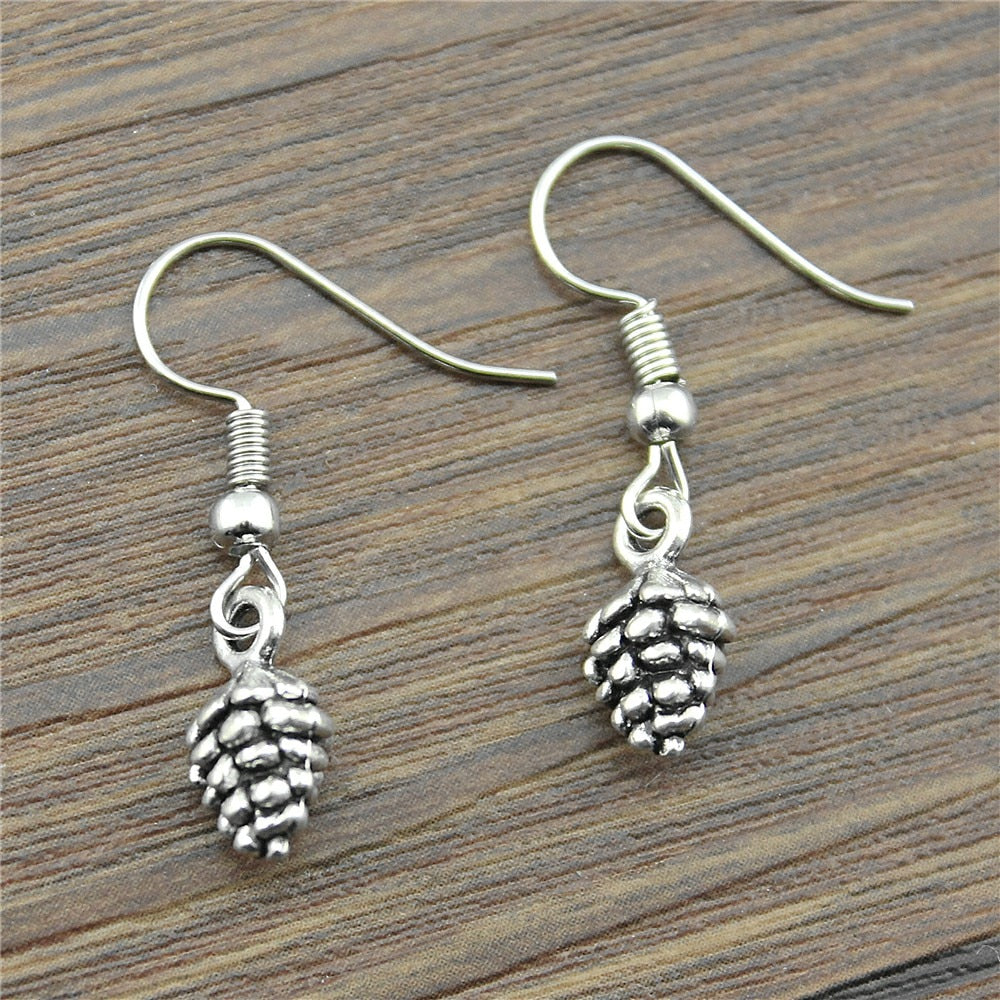 Handmade Antique Silver Color Cute Tiny 3D Echinacea Drop Earrings