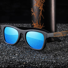 Carica l'immagine nel visualizzatore di Gallery, Occhiali da sole con montatura in legno di bambù nero fatti a mano per donna Uomo Occhiali da sole polarizzati vintage in legno di bambù 
