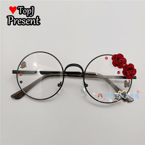 Handmade Lolita Sister Sweet Japanese Harajuku Girl's round Frame Cherry Blossom Star Moon Fairy Rabbit  Round  glasses
