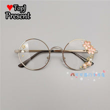Load image into Gallery viewer, Handmade Lolita Sister Sweet Japanese Harajuku Girl&#39;s round Frame Cherry Blossom Star Moon Fairy Rabbit  Round  glasses