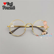 Load image into Gallery viewer, Handmade Lolita Sister Sweet Japanese Harajuku Girl&#39;s round Frame Cherry Blossom Star Moon Fairy Rabbit  Round  glasses