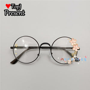 Handmade Lolita Sister Sweet Japanese Harajuku Girl's round Frame Cherry Blossom Star Moon Fairy Rabbit  Round  glasses