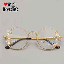 Load image into Gallery viewer, Handmade Lolita Sister Sweet Japanese Harajuku Girl&#39;s round Frame Cherry Blossom Star Moon Fairy Rabbit  Round  glasses