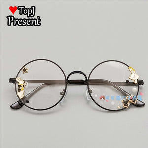 Handmade Lolita Sister Sweet Japanese Harajuku Girl's round Frame Cherry Blossom Star Moon Fairy Rabbit  Round  glasses