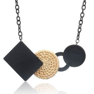 Handmade Plant Fibres Necklace for Women Bamboo Weaving Necklaces & Pendants Statement Maxi Collar New Jewelry for Gifts SP518