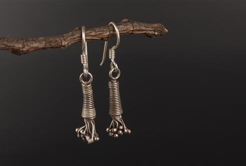 Handmade Silver Earrings creative S925 retro wrapping Earrings