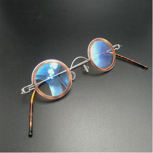Handmade Vintage ultra-light small round glasses frame men and women models myopia glasses nail-free retro optical  glasses