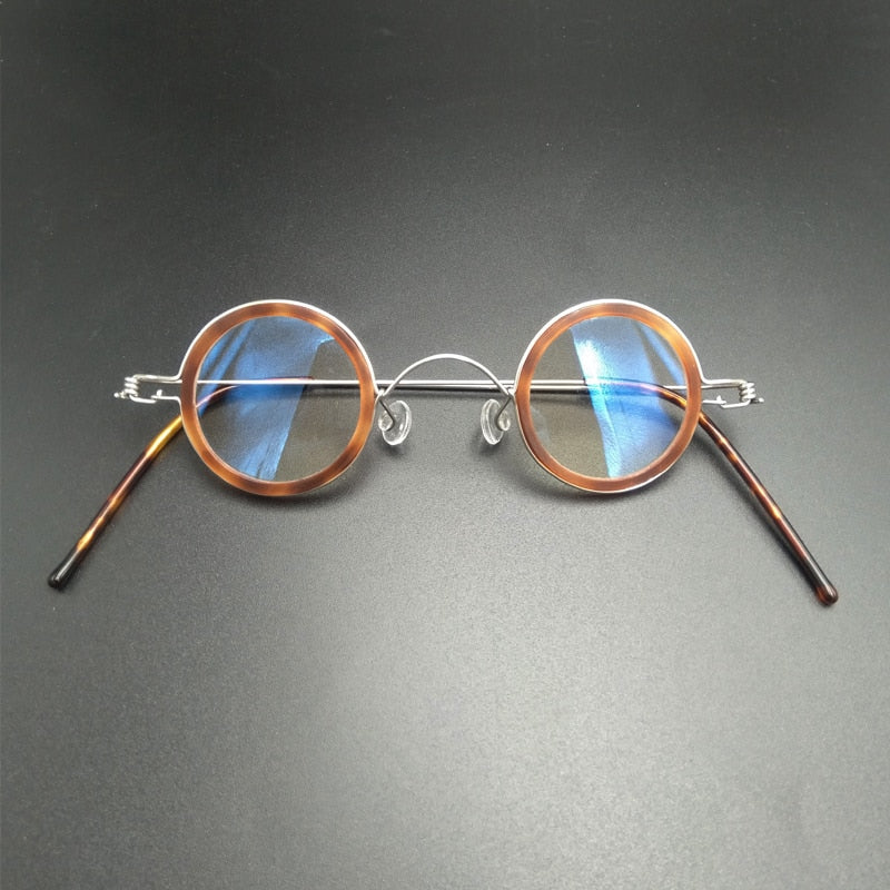 Handmade Vintage ultra-light small round glasses frame men and women models myopia glasses nail-free retro optical  glasses