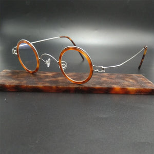 Handmade Vintage ultra-light small round glasses frame men and women models myopia glasses nail-free retro optical  glasses