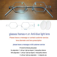 Load image into Gallery viewer, Handmade glasses non-threaded polygonal glasses anti-blue light prescription glasses, myopia, hyperopia, presbyopia glasses