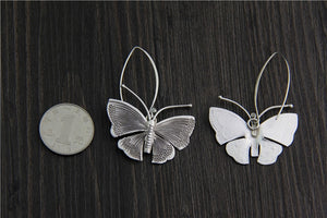 Handmade silver butterfly earrings imported from Chiang Mai, Thailand S925 sterling silver retro ladies