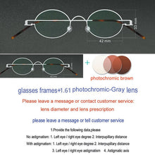 Load image into Gallery viewer, Handmade vintage small oval myopia anti-blue glasses without screw retro photochromic prescription presbyopic optical Eyeglasses