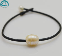 Load image into Gallery viewer, Handwork Leather Pearl Jewellery,100% Real Natural Pearls Brown Black Leather Bracelet,Fashion Women Girl Bracelet