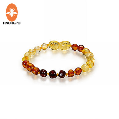 Collana Hao Hu Po Nature Ambra per bambino/adulto Bracciale dal Mar Baltico Certificazione GIC originale con sacchetto di iuta 
