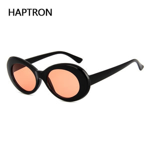 Haptron Kurt Cobai style Oval UV400 Sunglasses Women Vintage retro round Frame white mens Sun glasses red Hip Hop Clear glasses